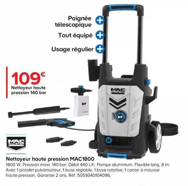 nettoyeur haute pression 140 bar mac allister