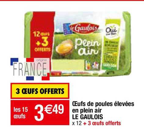 oeufs de poules élevées en plein air le gaulois