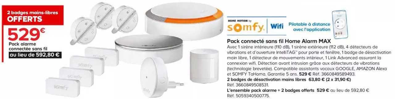 Pack Alarme Connectée Sans Fil Somfy