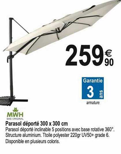 Parasol Déporté 300 X 300 Cm Mwh