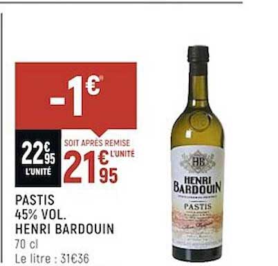 pastis 45% vol. henri bardouin