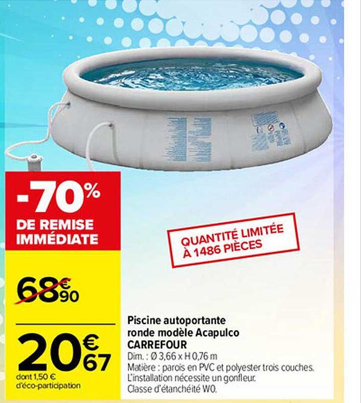 piscine autoportante ronde modèle acapulco carrefour