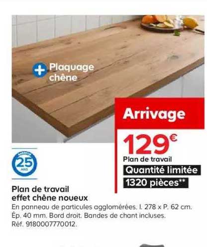 plan de travail effet chêne noueux