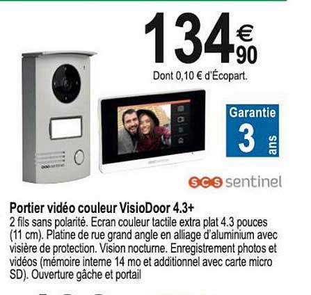 portier vidéo couleur visiodoor 4.3+ scs sentinel