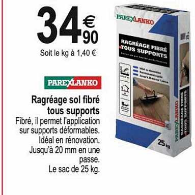 Ragréage Sol Fibré Tous Supports Parexlanko