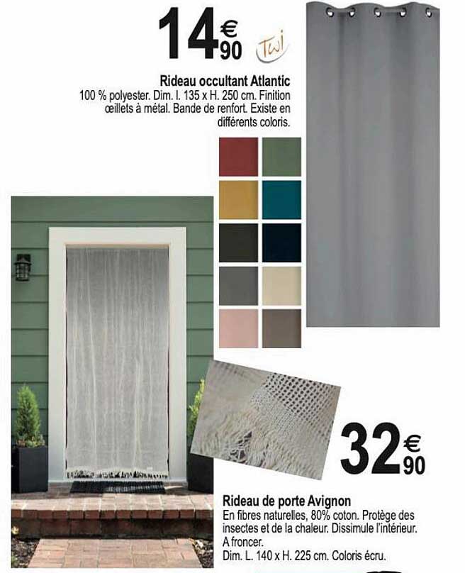 rideau occultant atlantic twi, rideau de porte avignon