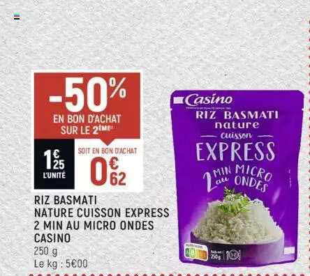 riz basmati nature cuisson express 2 min au micro ondes casino