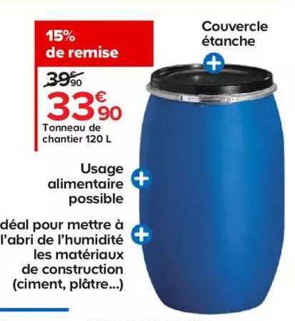 tonneau de chantier 120l