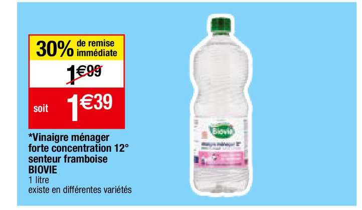 vinaigre ménager forte concentration 12° senteur framboise biovie