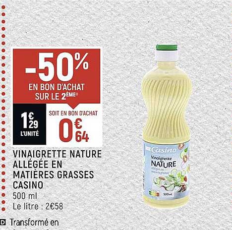 vinaigrette nature allégée en matières grasses casino