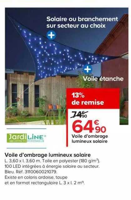 voile d'ombrage lumineux solaire jardiline