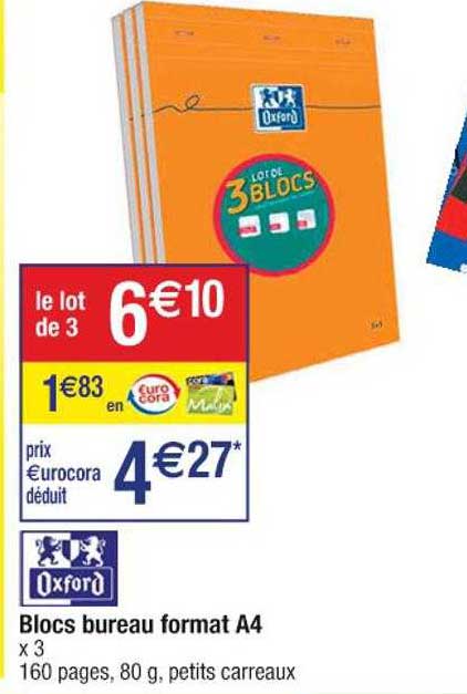 blocs bureau format A4 oxford