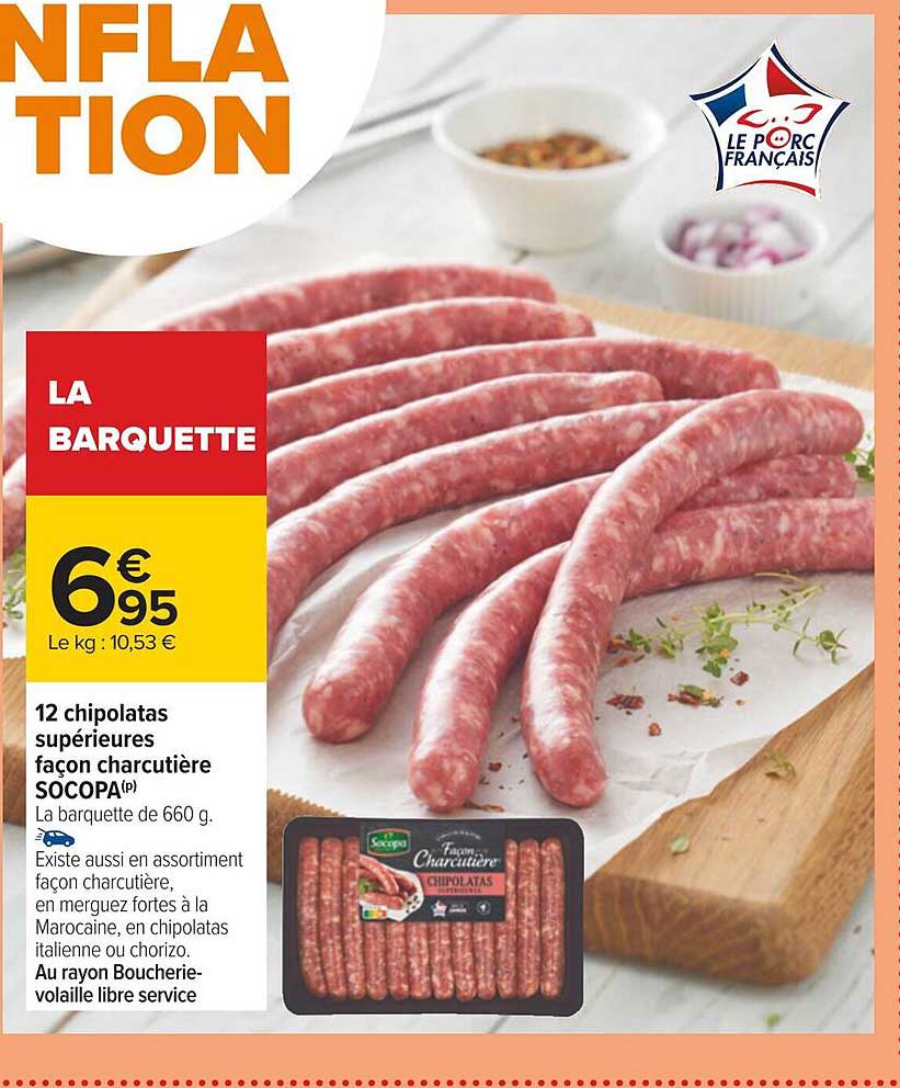 12 chipolatas supérieures façon charcutière socopa