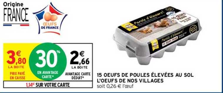 15 oeufs de poules élevées au sol l'oeuf de nos villages