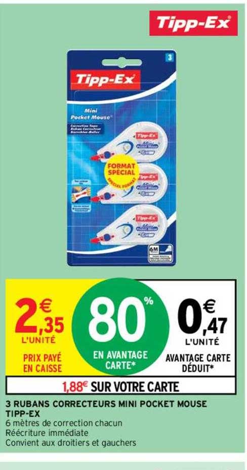 3 rubans correcteurs mini pocket mouse tipp-ex