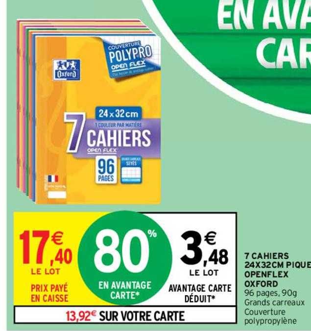 7 cahiers 24x32 cm piqué openflex oxford