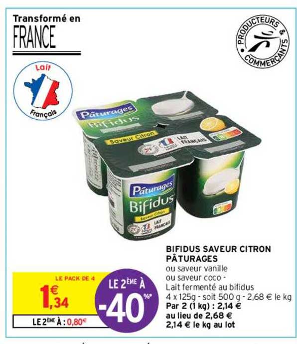 Bifidus Saveur Citron Pâturages