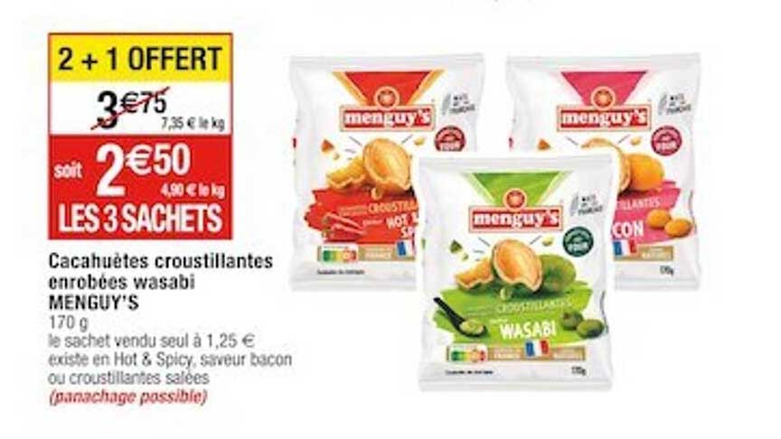 cacahuères croustillantes enrobées wasabi menguy's