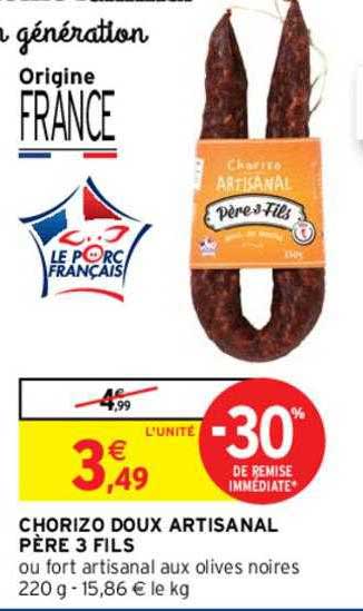 chorizo doux artisanal père 3 fils