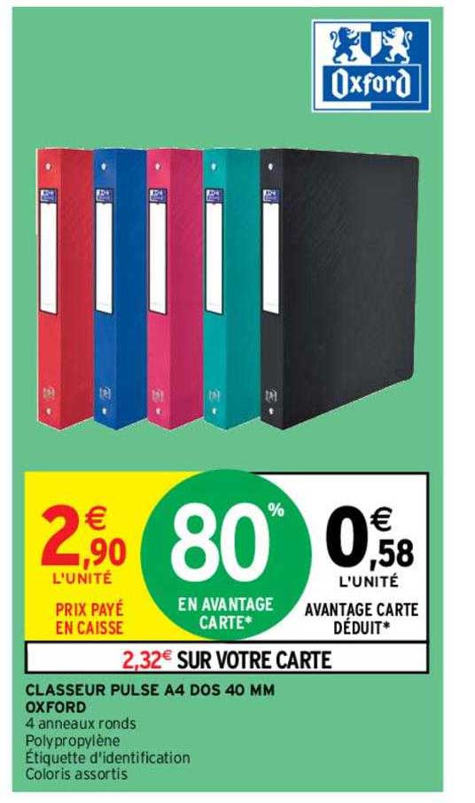 classeur pulse a4 dos 40mm oxford