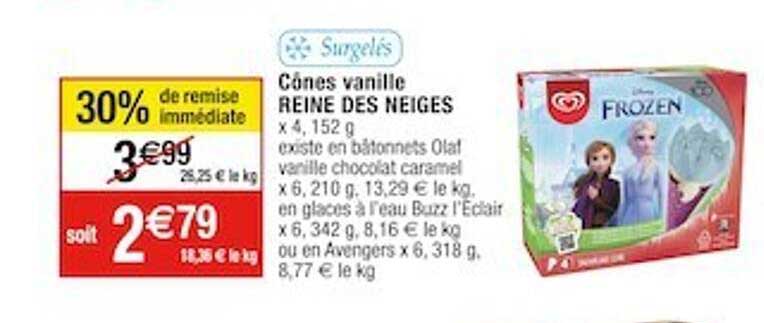 cônes vanille reine des neiges