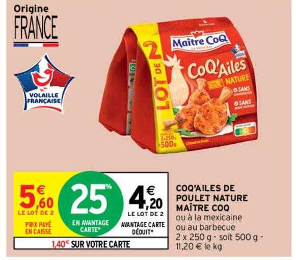 coq'ailes de poulet nature maître coq