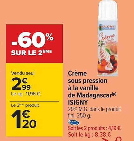 crème sous pression à la vanille de madagascar isigny