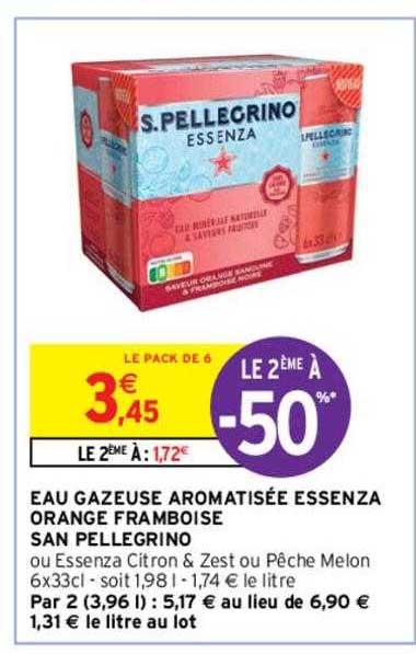 eau gazeuse aromatisée essenza orange framboise san pellegrino