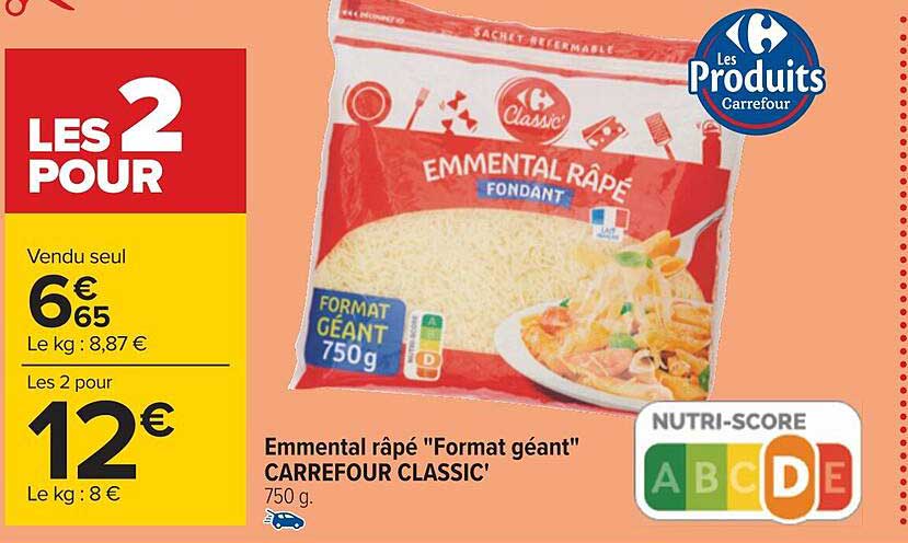 Emmental Râpé Format Géant Carrefour Classic