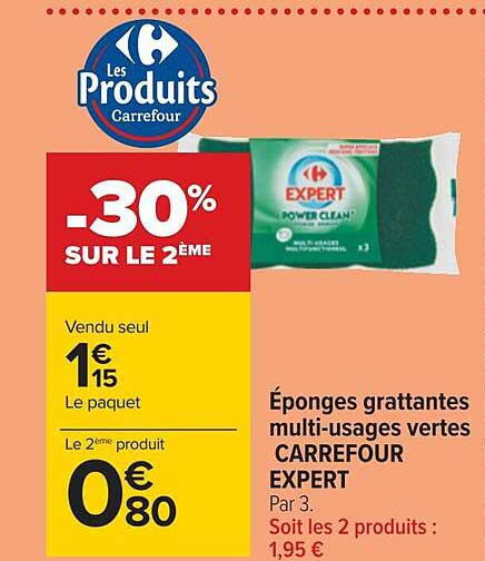 éponges grattantes multi-usages vertes carrefour expert
