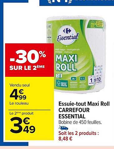 essuie-tout maxi roll carrefour essential