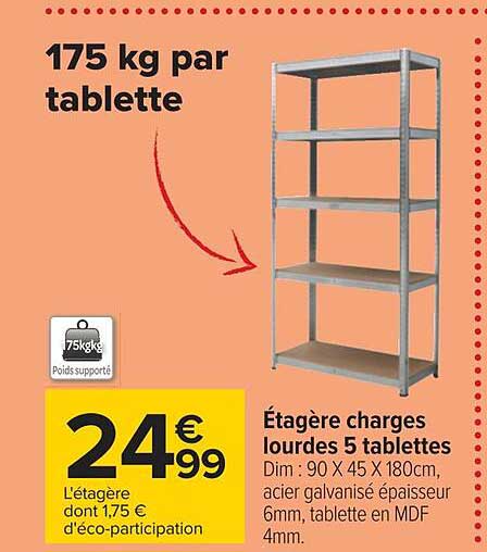 étagère charges lourdes 5 tablettes
