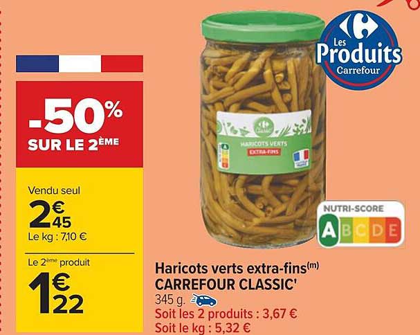 haricots verts extra-fins carrefour classic'