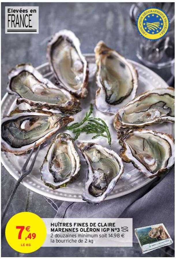 huîtres fines de claire marennes oléron igp n°3