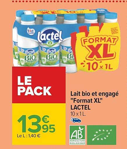 lait bio et engagé format XL lactel