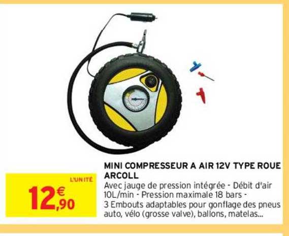 mini compresseur à air 12v type roue arcoll