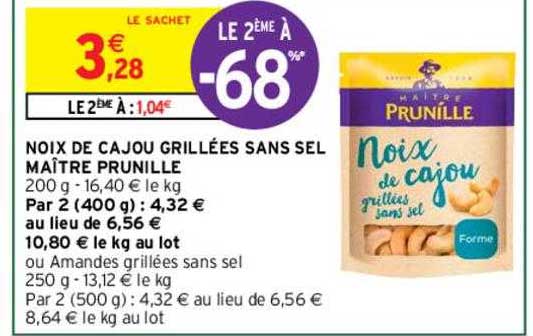 noix de cajou grillées sans sel maître prunille