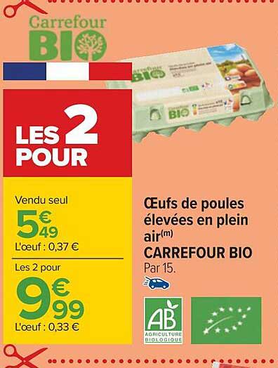 oeufs de poules élevées en plein air carrefour bio