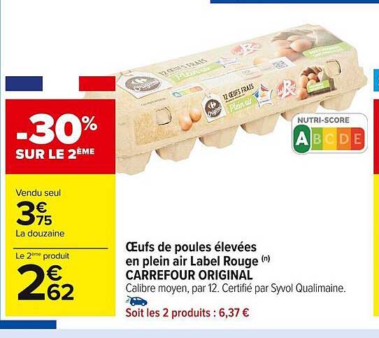 oeufs de poules élevées en plein air label rouge carrefour original