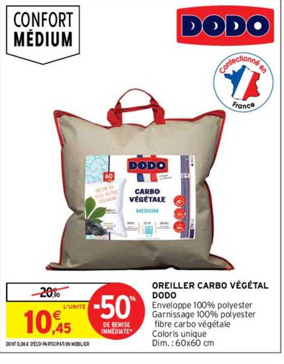oreiller carbo végétal dodo