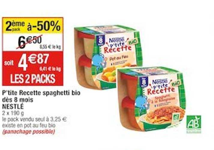 p'tite recette spaghetti bio dès 8 mois nestlé