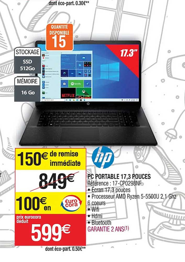pc portable 17,3 pouces hp