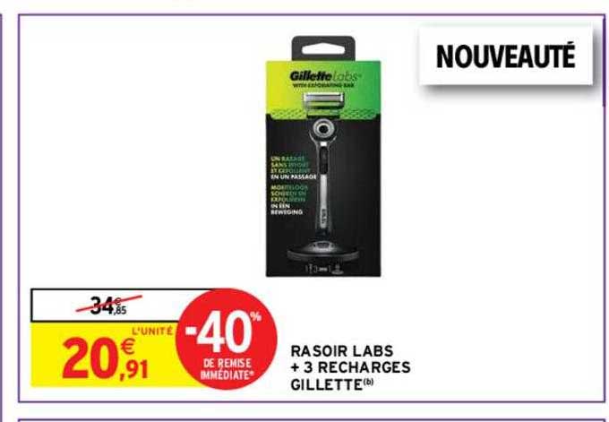 rasoir labs + 3 recharges gillette