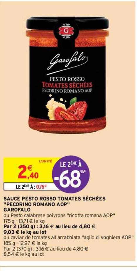 sauce pesto rosso tomates séchées pecorino romano aop garofalo