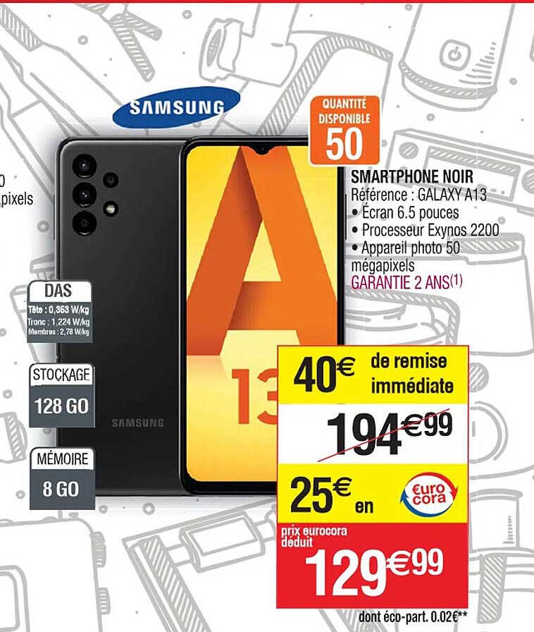 smartphone noir samsung galaxy A13