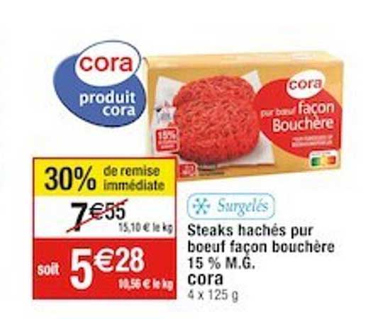 steaks hachés pur boeuf façon bouchère 15% mg