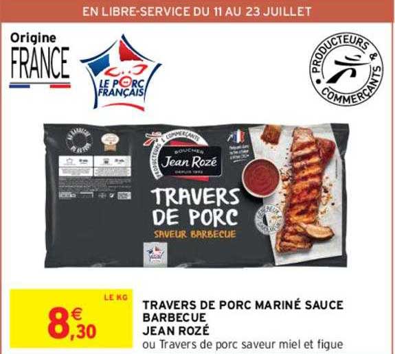 travers de porc mariné sauce barbecue jean rozé