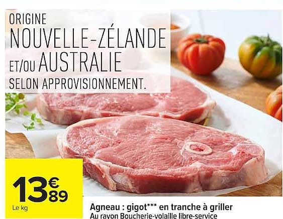 Agneau : gigot*** en tranche à griller