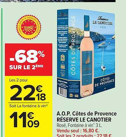 A.O.P. Côtes de Provence RÉSERVE LE CANOTIER