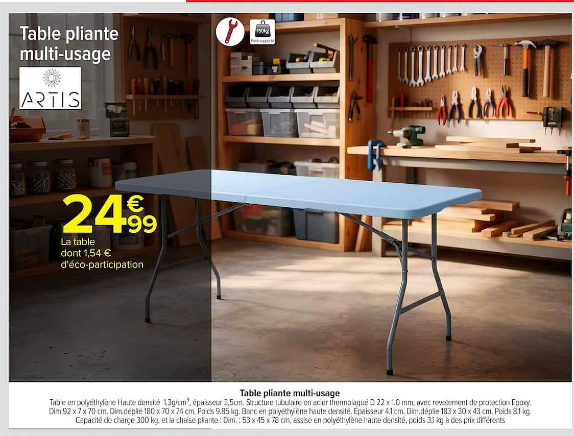 ARTIS Table pliante multi-usage